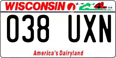 WI license plate 038UXN