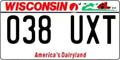 WI license plate 038UXT