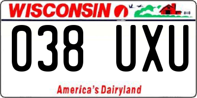 WI license plate 038UXU