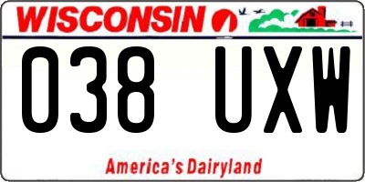 WI license plate 038UXW