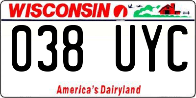 WI license plate 038UYC