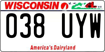 WI license plate 038UYW