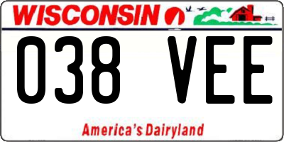 WI license plate 038VEE