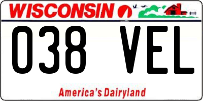 WI license plate 038VEL