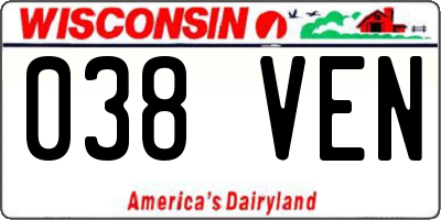 WI license plate 038VEN