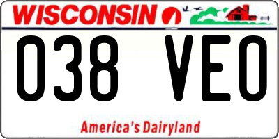 WI license plate 038VEO