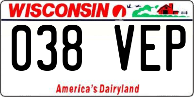 WI license plate 038VEP