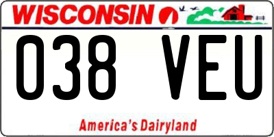 WI license plate 038VEU