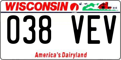WI license plate 038VEV