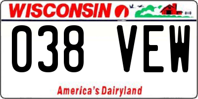 WI license plate 038VEW