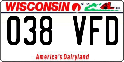 WI license plate 038VFD