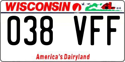 WI license plate 038VFF