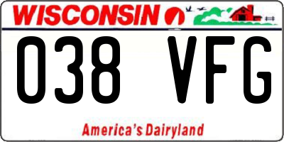 WI license plate 038VFG