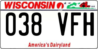 WI license plate 038VFH