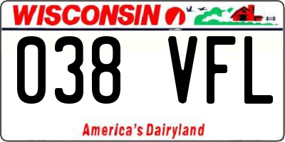 WI license plate 038VFL