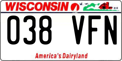 WI license plate 038VFN