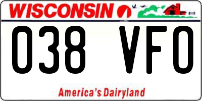WI license plate 038VFO