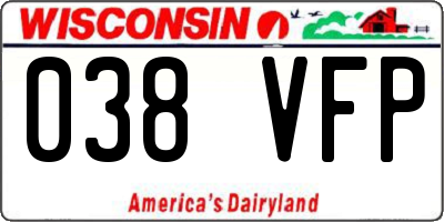 WI license plate 038VFP