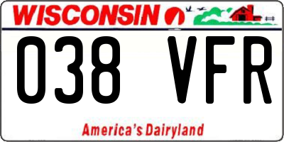WI license plate 038VFR