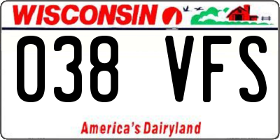 WI license plate 038VFS