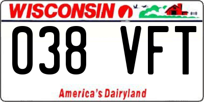 WI license plate 038VFT