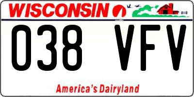 WI license plate 038VFV