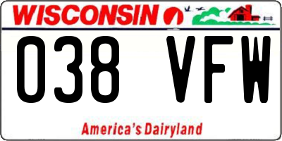 WI license plate 038VFW