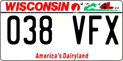 WI license plate 038VFX
