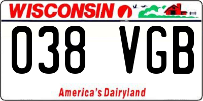 WI license plate 038VGB