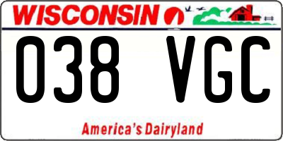 WI license plate 038VGC