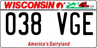 WI license plate 038VGE