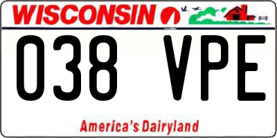 WI license plate 038VPE