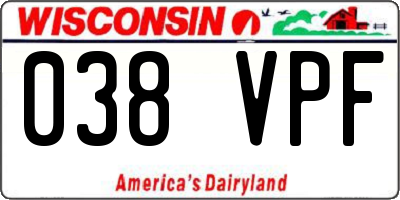 WI license plate 038VPF