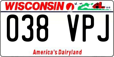 WI license plate 038VPJ
