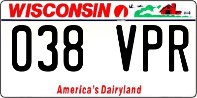 WI license plate 038VPR
