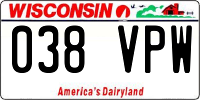 WI license plate 038VPW