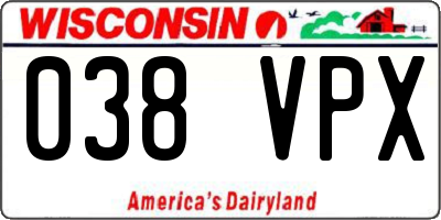 WI license plate 038VPX