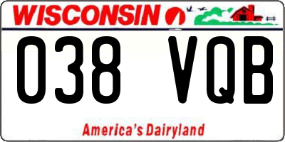 WI license plate 038VQB