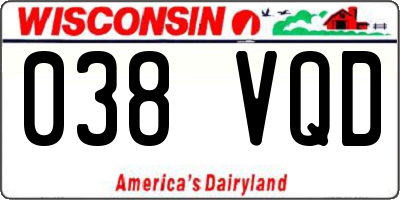 WI license plate 038VQD