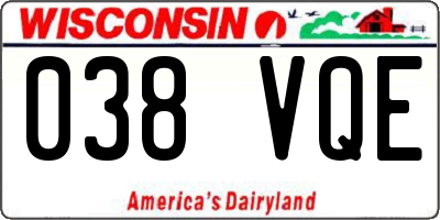 WI license plate 038VQE