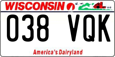 WI license plate 038VQK