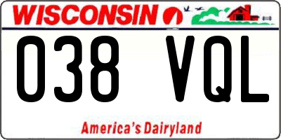 WI license plate 038VQL