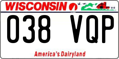 WI license plate 038VQP