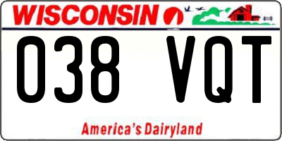 WI license plate 038VQT
