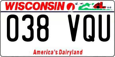WI license plate 038VQU