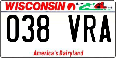 WI license plate 038VRA