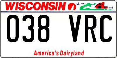 WI license plate 038VRC