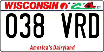 WI license plate 038VRD