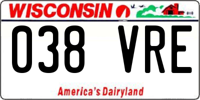 WI license plate 038VRE