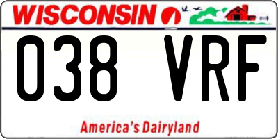 WI license plate 038VRF